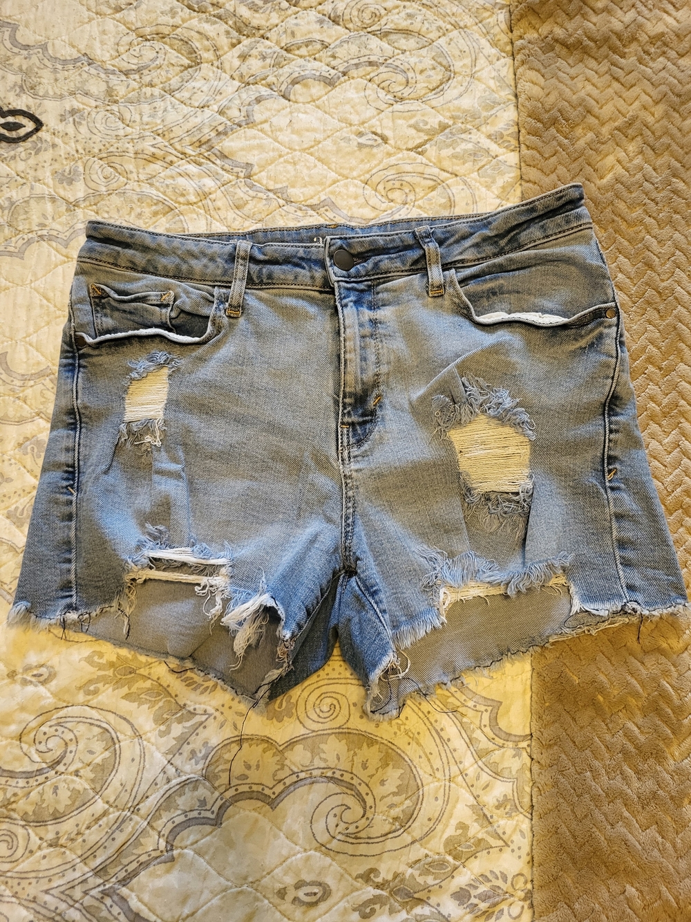 a.n.a Light Blue Distressed Denim Shorts